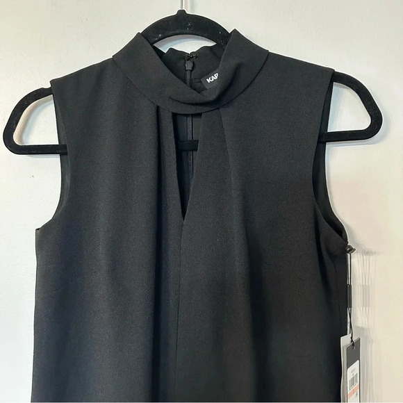 Karl Lagerfeld Sleeveless Black Mock V-Neck Zip Up Dress with Side Slit Sz 2 NWT - Picture 3 of 11